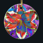 Ornamento De Cerâmica Retro Lily<br><div class="desc">Romantic surreal abstract colorful lily</div>