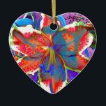 Ornamento De Cerâmica Retro Lily<br><div class="desc">Romantic surreal abstract colorful lily</div>