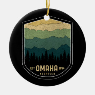 Ornamento De Cerâmica Retro Omaha Nebraska State Mountains Vintage