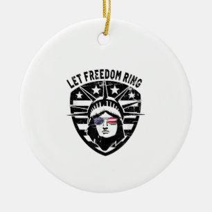 Ornamento De Cerâmica Retro Patriótico Let Freedom Ring 4 de julho
