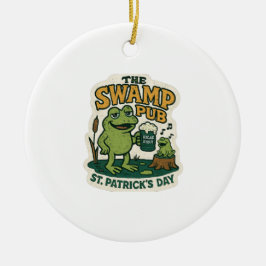 Ornamento De Cerâmica Retro Swamp Pub Frog St.Patrick's Day
