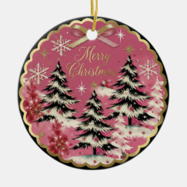 Ornamento De Cerâmica Retro Vintage Christmas: 1950's Pink Xmas