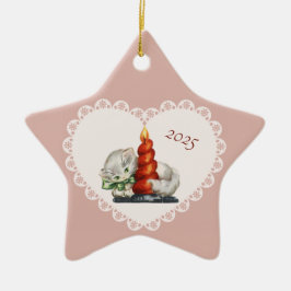 Ornamento De Cerâmica Retro Vintage Coquette Pastel Bebês Cat