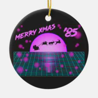Ornamento De Cerâmica Retro Vintage Natal anos 80 Papai Noel Trenó Rena