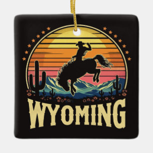 Ornamento De Cerâmica Retro Wyoming Cowboy