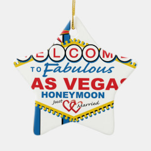 Ornamento De Cerâmica Retrospectivo de Las Vegas Honeymoon