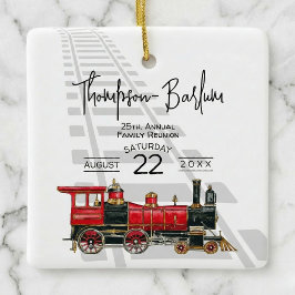 Ornamento De Cerâmica Reunião da família Red Train