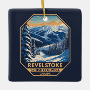 Ornamento De Cerâmica Revelstoke Canada Winter Vintage