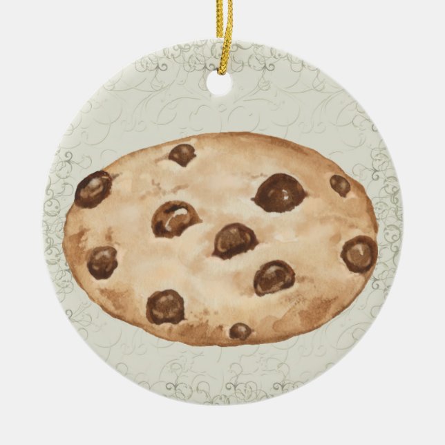 Ornamento De Cerâmica Revised Chocolate Chip Cookie - SRF (Frente)
