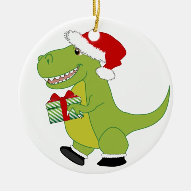 Ornamento De Cerâmica Rexmas alegre T-Rex (Frente)