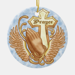 Ornamento De Cerâmica Rezar Sempre pela Cruz Cristã