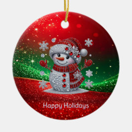 Ornamento De Cerâmica Rhinestones Snowman Holiday Ornament