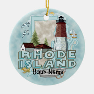 Ornamento De Cerâmica Rhode Island Lighthouse Ornament