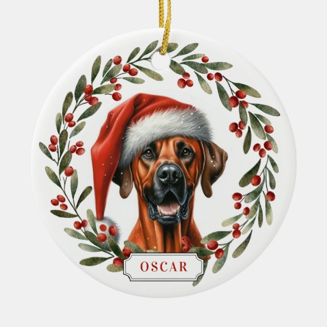 Ornamento De Cerâmica Rhodesian Ridgeback Dog Ceramic Circle Ornament (Frente)