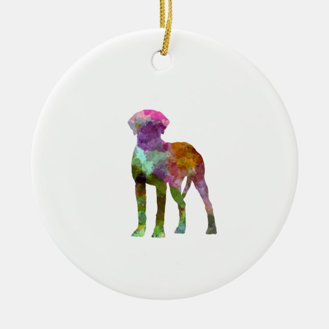 Ornamento De Cerâmica Rhodesian Ridgeback in watercolor (Frente)