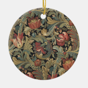 Ornamento De Cerâmica Rica Tapeçaria de Brocado Floral Vitoriana Antiga