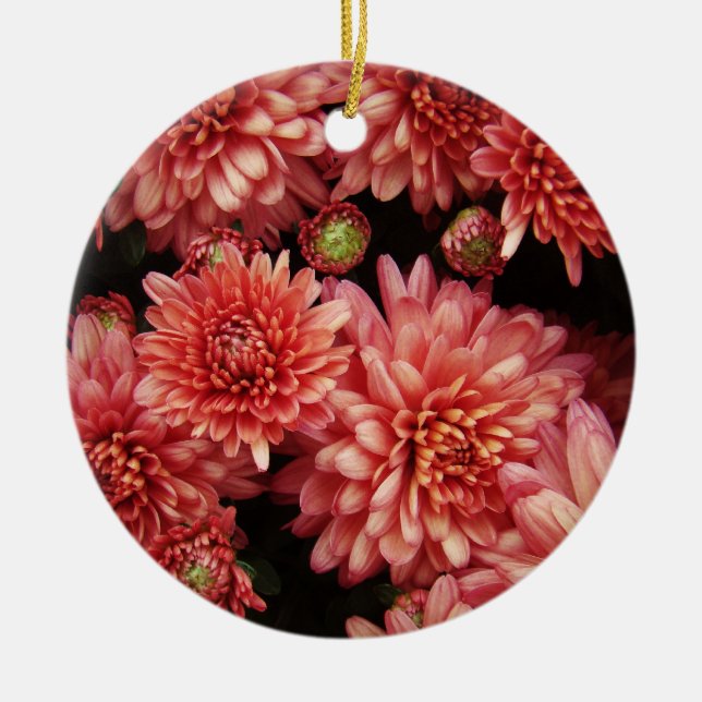 Ornamento De Cerâmica Rich Red Chrysanthemum (Frente)