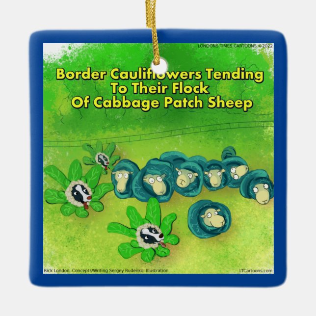 Ornamento De Cerâmica Rick London Funny Border Collie Flower (Frente)