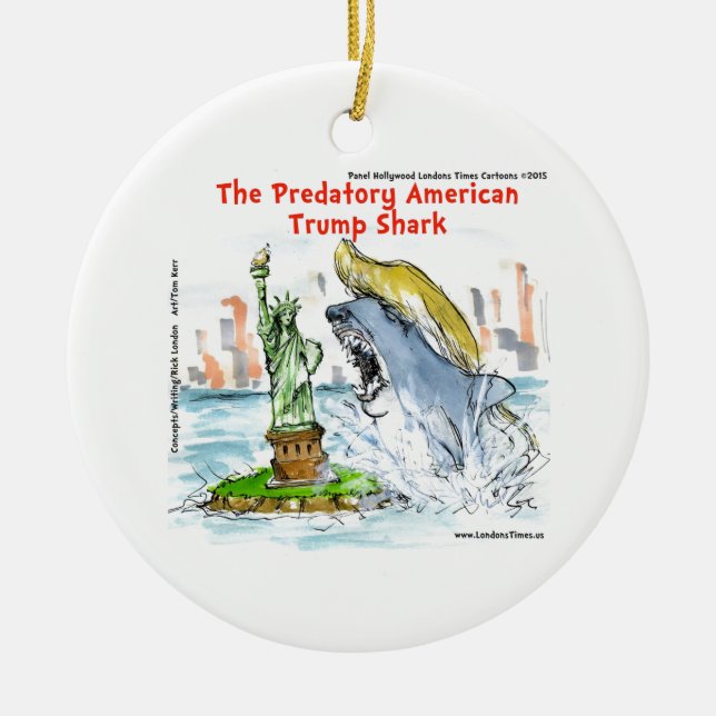 Ornamento De Cerâmica Rick London Funny Trump Shark (Frente)