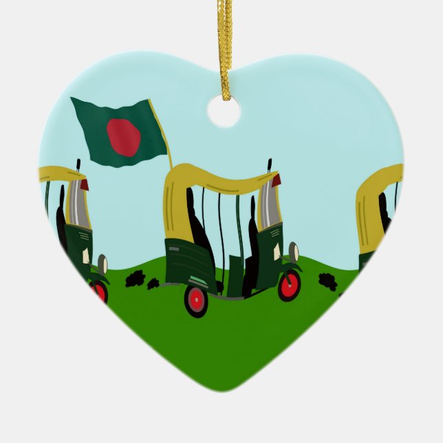 Ornamento De Cerâmica Rickshaws automáticos em Bangladesh (Frente)