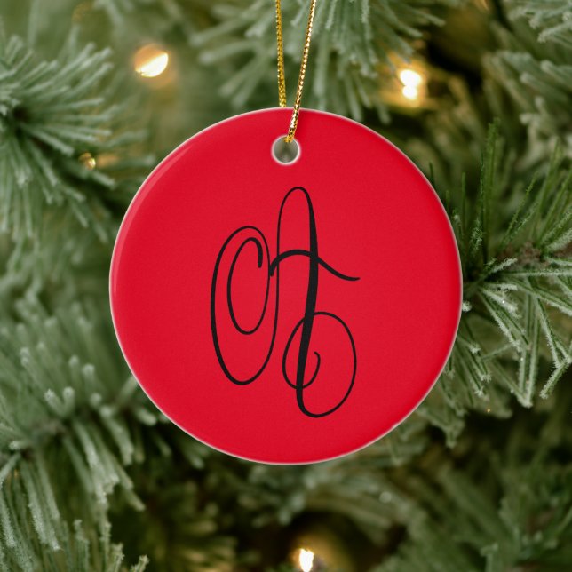 Ornamento De Cerâmica Rico Capital A Caligrafia Moderna Inicial (Árvore)