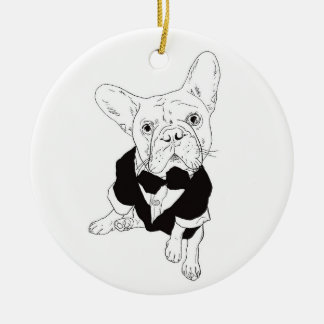 Ornamento De Cerâmica Rico Frenchie Ornament