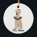 Ornamento De Cerâmica Ridgeback da Rodésia Personalizada<br><div class="desc">Faça a lista legal este ano com um ornamento do seu elfo rodeio favorito! Para os presentes mais doces,  emparelhe-o com um impressão de arte correspondente ou outro item da minha coleção!</div>