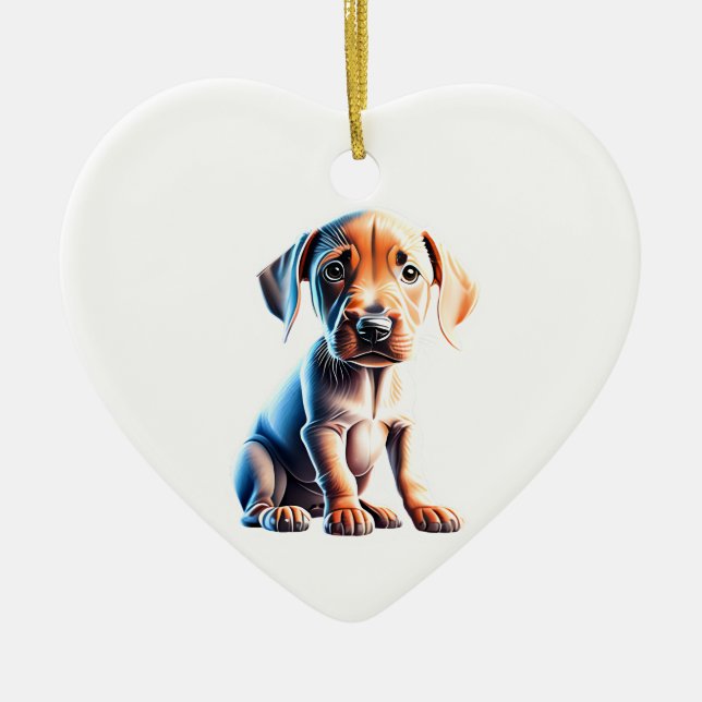 Ornamento De Cerâmica Ridgeback Puppy da Rodésia Personalizada (Frente)