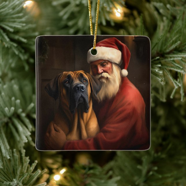 Ornamento De Cerâmica Ridgeback Santa Claus Natal Festivo (Árvore)