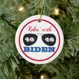 Ornamento De Cerâmica Ridin' com Biden 46 Óculos de sol Aviador