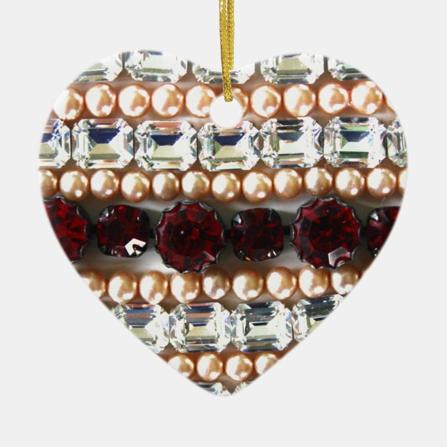 Ornamento De Cerâmica Rinestonas e pérolas - joias de colheita (Frente)