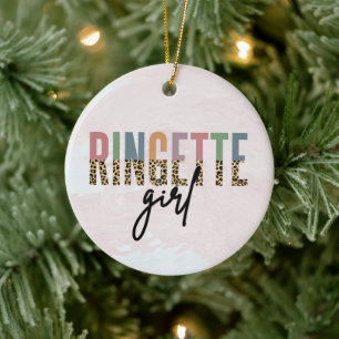 Ornamento De Cerâmica Ringette Girl Cheetah Impressão Jogador Ringett