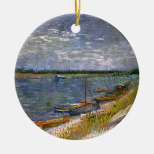 Ornamento De Cerâmica Rio com Barcos a Remo por Vincent van Gogh