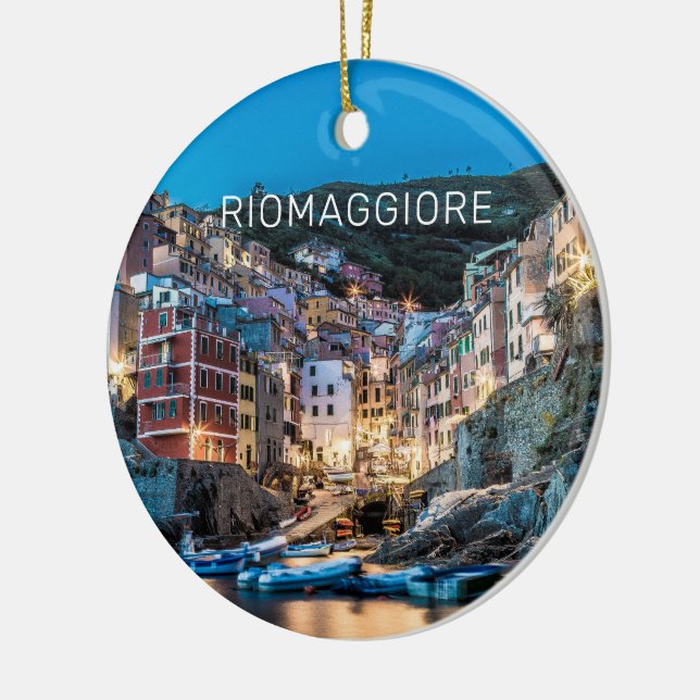 Ornamento De Cerâmica Riomaggiore Cinque Terre La Spezia Itália Panorama (Esquerda)