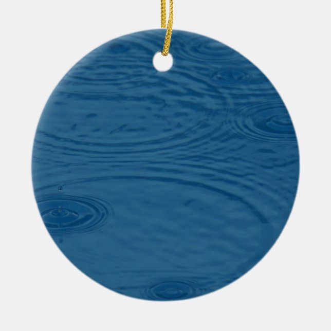 Ornamento De Cerâmica Ripais De Chuva (Ondas De Água Azul) (Frente)
