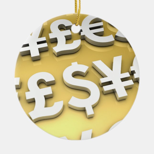 Ornamento De Cerâmica Riqueza Dourado das finanças internacionais das (Frente)