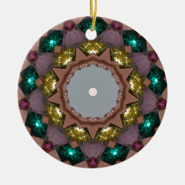 Ornamento De Cerâmica Riquezas de Natal Fractal (Frente)