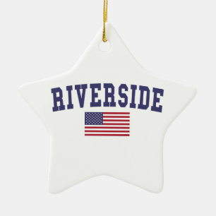 Ornamento De Cerâmica Riverside USA Flag