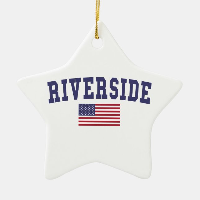 Ornamento De Cerâmica Riverside USA Flag (Frente)