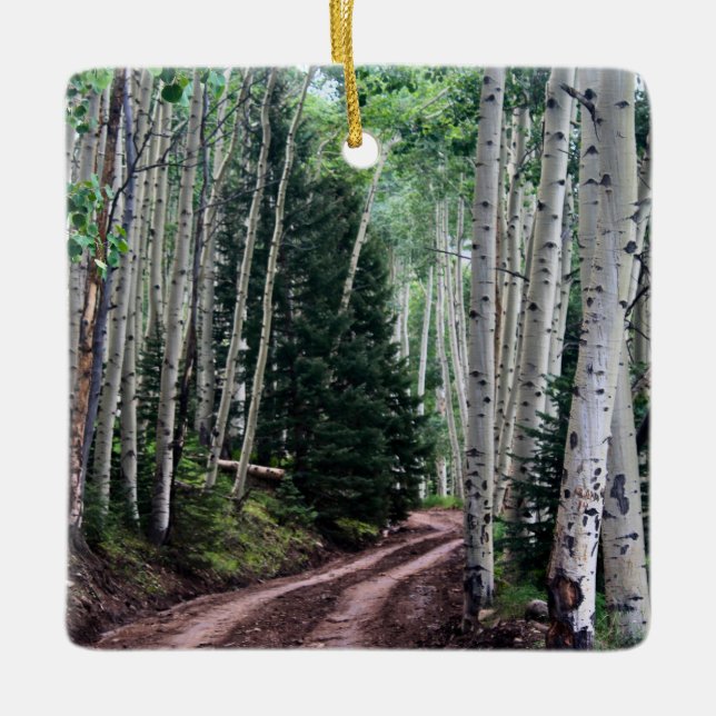 Ornamento De Cerâmica Road Through The Birch (Frente)