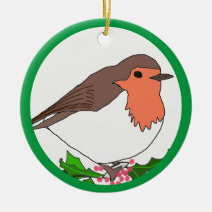 Ornamento De Cerâmica Robin de Natal