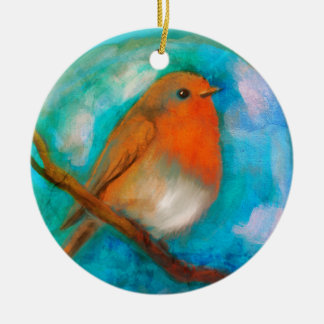 Ornamento De Cerâmica Robin Rebreast Ornament