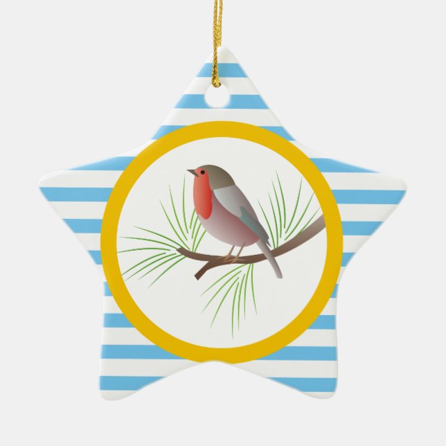 Ornamento De Cerâmica Robin Redbreast personalizado (Frente)