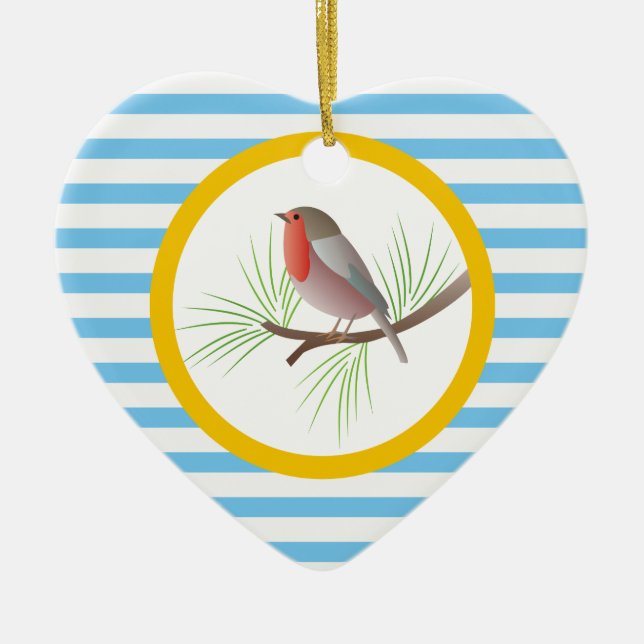 Ornamento De Cerâmica Robin Redbreast personalizado (Frente)