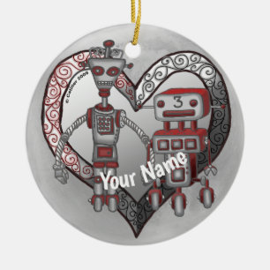 Ornamento De Cerâmica Robô de ficção científica amor