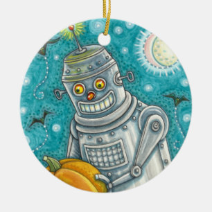 ORNAMENTO DE CERÂMICA ROBÔ ESCOLHENDO BOMBEIROS, HOMEM MECÂNICO HALLOWEE