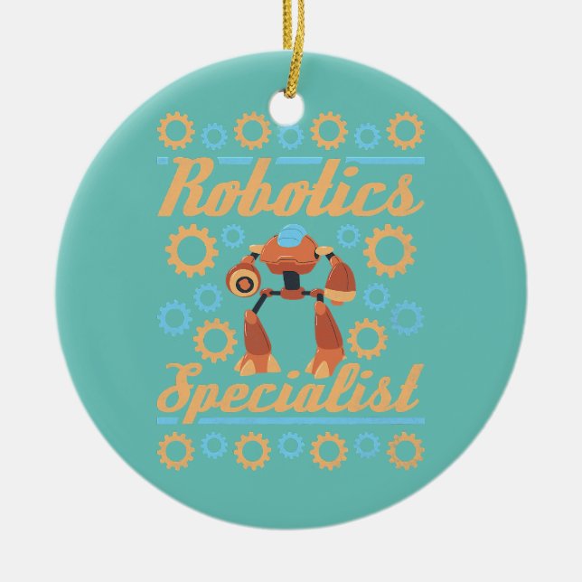 Ornamento De Cerâmica Robótica Especialista Robótica Robot (Frente)