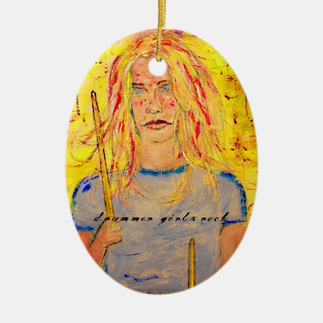 Ornamento De Cerâmica rocha das meninas do baterista (Frente)