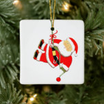 Ornamento De Cerâmica Rock Escalting Christmas<br><div class="desc">Um presente de Natal colecionável para alpinistas de rock criativo com Papais noeis engraçados escaladores de rock. Para personalizar editar texto para adicionar nome.</div>