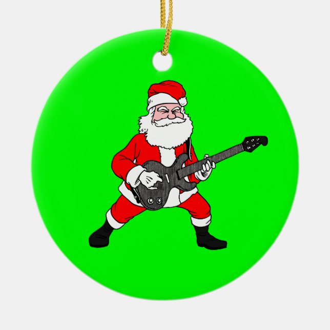 Ornamento De Cerâmica Rock N Roll Santa Claus (Frente)